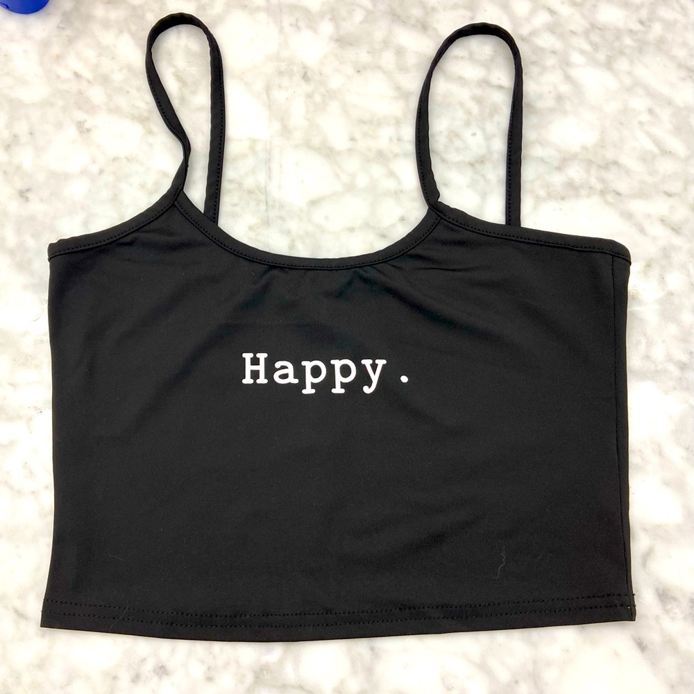 ‘happy.’ crop tank top. from shein